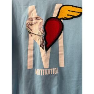 Fifth Loop crewneck sweatshirt split heart money texture  "Motivation" sz Large